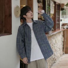 批发宽松格子衬衫美式格子长袖衬衫情侣<b class='q'>春</b>秋复古慵懒男女休闲衬衣外套