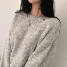 批发实价 韩国chic百搭基础款套头<b class='q'>毛衣</b>胸标长袖针织上衣女