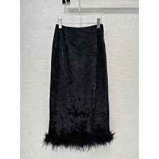 批发韩国东大门2025秋冬新款直筒后开叉黑色半身裙中长款<b class='q'>显瘦</b>直筒裙