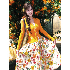 批发法式碎花连衣裙子女早春季2026新款韩系巨好看多巴胺穿搭套装<b class='q'>长裙</b>