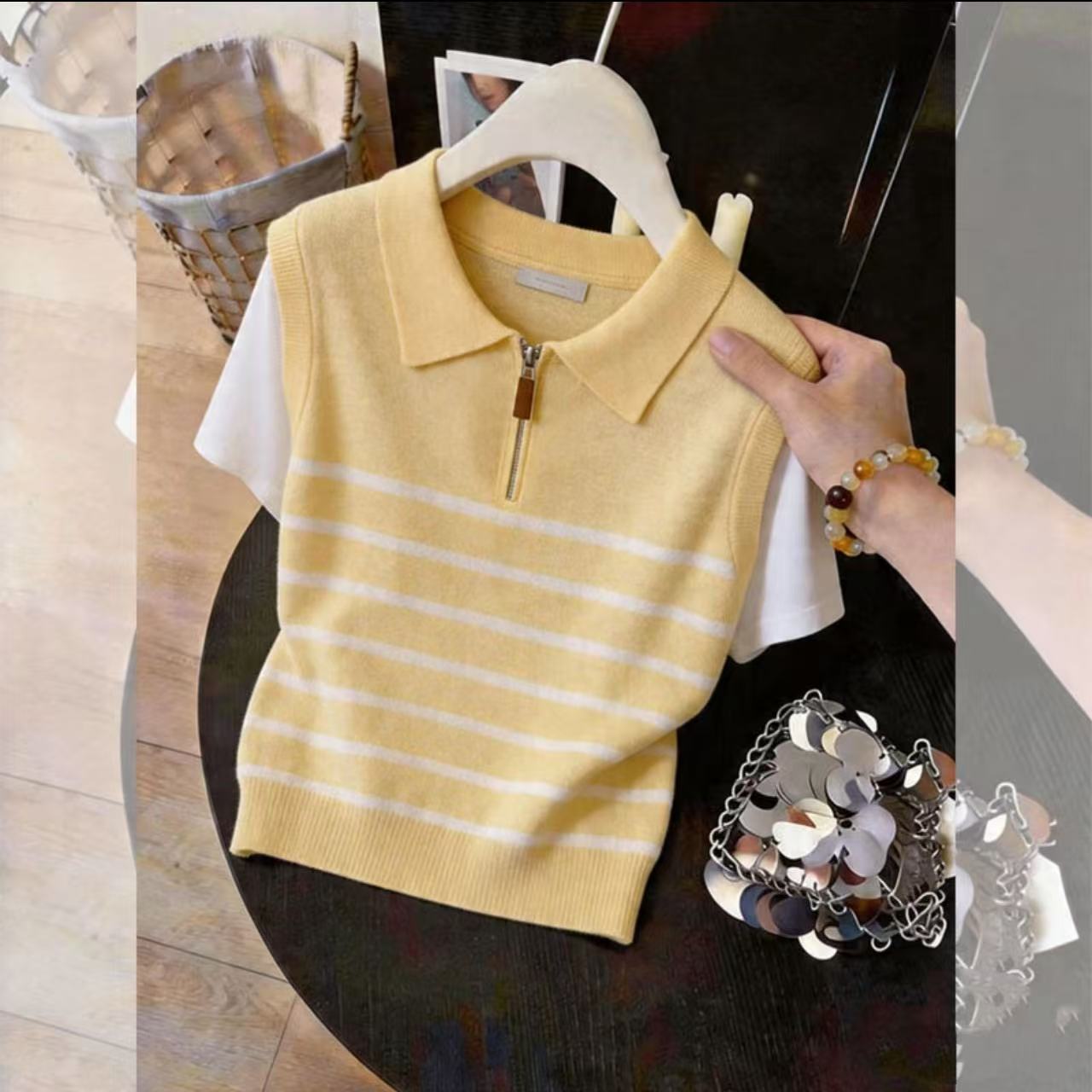 여름 새로운 디자인 센스 페이크 레이어드 반팔 티셔츠 여성 올해 인기 폭발 고급 센스 패션 다용도 맨위