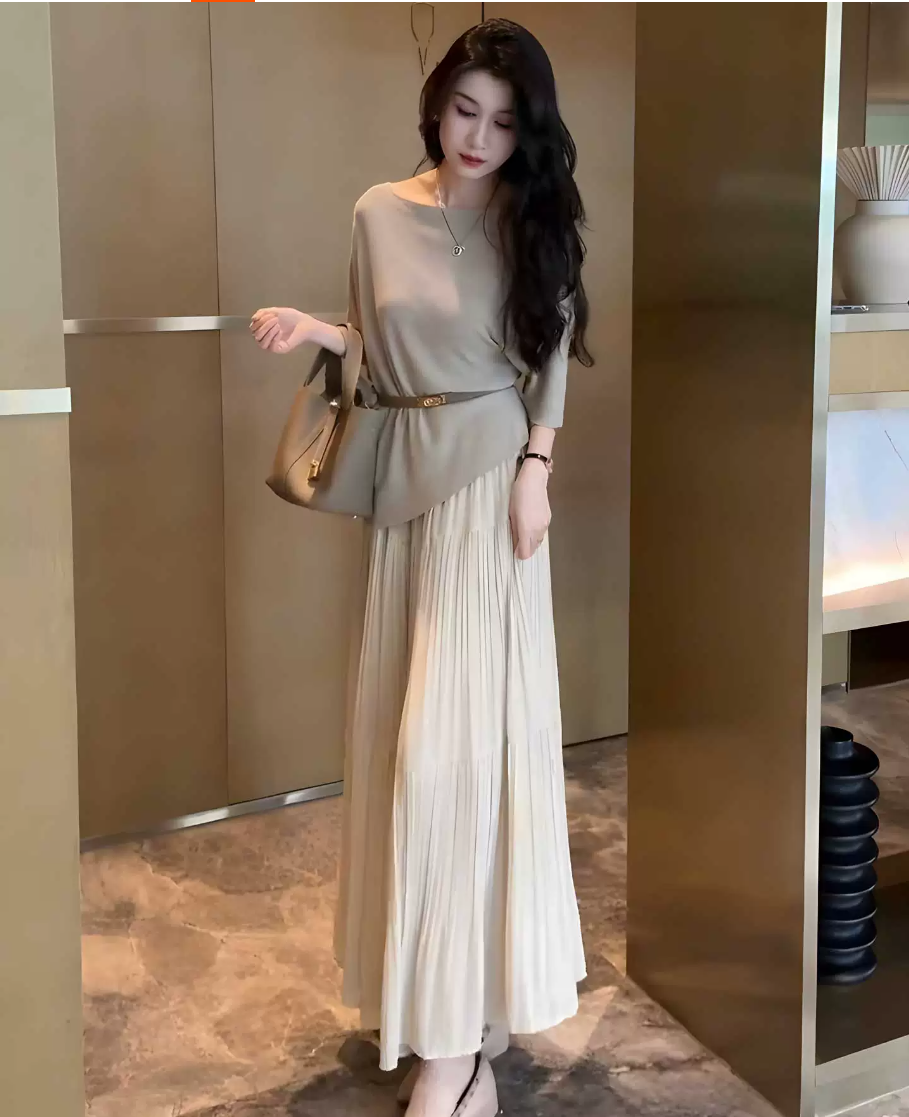 관대 한 점잖은 착용 가져 가라. 전체 집합 품격 자이언트 잘 생긴 ~ 중 치마 세트 여성 여름 2025 새로운 폭발 고급 센스