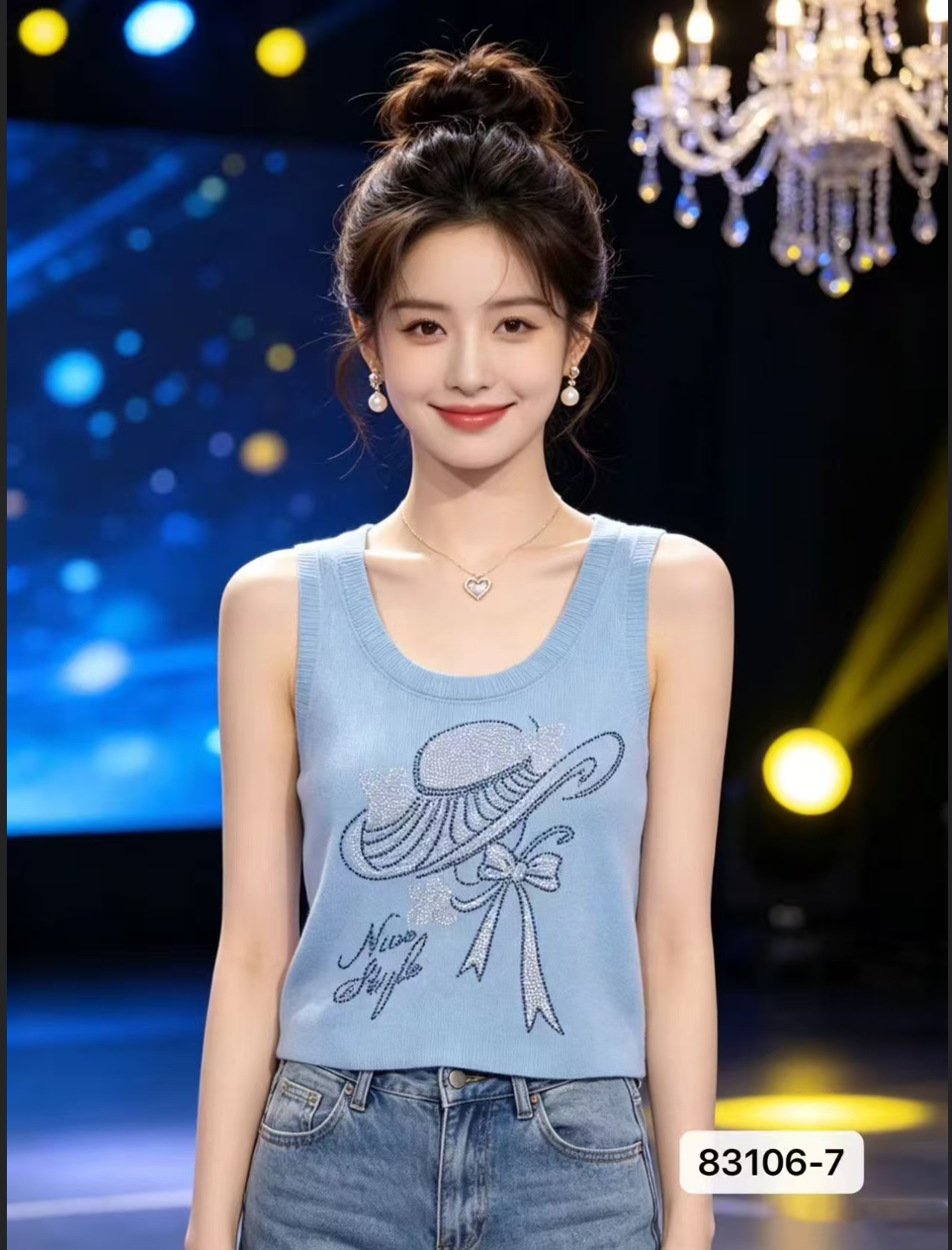 무거운 작업 핫픽스 니트 캐미솔 2026 여름 새로운 외출용 몸매 가꾸기 인사이드 가져 가라. 작은 셔츠 민소매 맨위