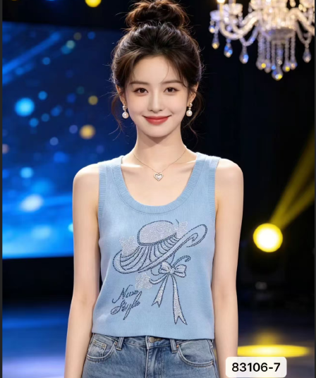 무거운 작업 핫픽스 니트 캐미솔 2026 여름 새로운 외출용 몸매 가꾸기 인사이드 가져 가라. 작은 셔츠 민소매 맨위