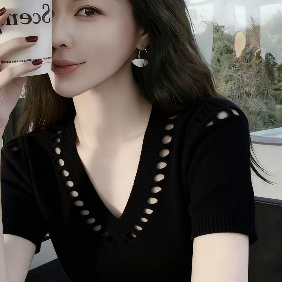 여름 새로운 레트로 2026 외국 가스 품격 반팔 니트 스웨터 잘 생긴 몸매 가꾸기 슬림해 보이는 맨위 출퇴근