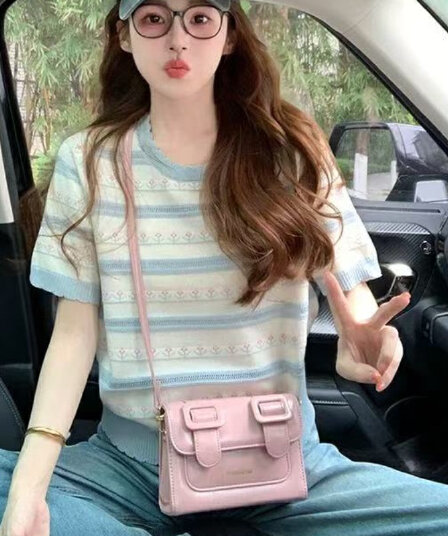 한 부서 홀로우 아웃 얼음 실크 후드 니트 스웨터 티셔츠 여성 여름 2026 새로운 스택 착용 자이언트 잘 생긴 모자 셔츠 맨위 트렌디