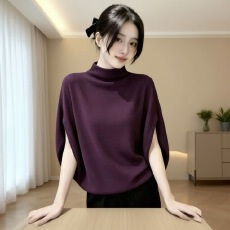 批发秋季新款半高领蝙蝠袖针织衫<b class='q'>女</b>宽松显瘦气质高贵休闲百搭遮肉<b class='q'>上衣</b>