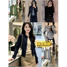 拼色假两件针织开衫毛衣女秋冬韩系休闲设计感巨好看软糯长袖上衣
