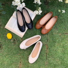 批发法式单鞋女春季温柔<b class='q'>甜美</b>蝴蝶结浅口配裙子一脚蹬平底玛丽珍奶奶鞋