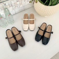 批发法式包头半拖鞋2026新款单鞋配裙子小个子内增高3cm外穿凉拖鞋女