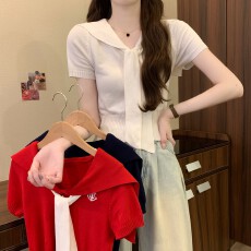 批发实拍实价 夏季新款韩系温柔风披肩显瘦百搭设计感小众针织上衣