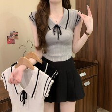 批发实拍实价 夏季新款<b class='q'>学院风</b>小飞袖软糯针织显瘦百搭小个子短款上衣