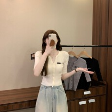 批发实拍实价早秋新款韩版设计感气质减龄修身显瘦百搭<b class='q'>学院风</b>针织上衣