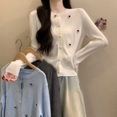 批发实拍实价冬季新款<b class='q'>学院风</b>圆领刺绣设计感小众休闲减龄百搭长袖毛衣