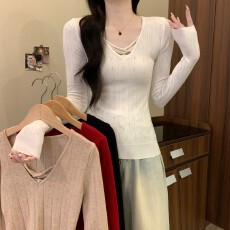 批发实拍实价秋冬<b class='q'>新款</b>韩系甜美巨辣高级感修身百搭针织可外穿内搭上衣