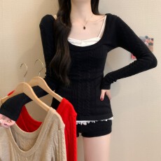 批发实拍实价秋冬新款法式<b class='q'>气质</b>绞花长袖毛衣内搭吊带背心休闲裤三件套