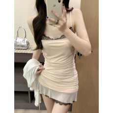 批发实拍实价 春夏新款蕾丝拼接纯欲辣妹包臀短裙收腰显瘦时尚<b class='q'>连衣裙</b>