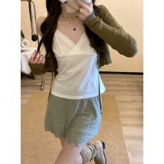 批发实拍实价「绿野仙踪」春夏新款<b class='q'>碎花</b>气质款毛针织衫吊带半裙三件套