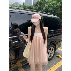 批发实拍实价热狗很辣【花间柔光】两色<b class='q'>网纱</b>连衣<b class='q'>裙</b>女精致温柔气质<b class='q'>裙</b>子