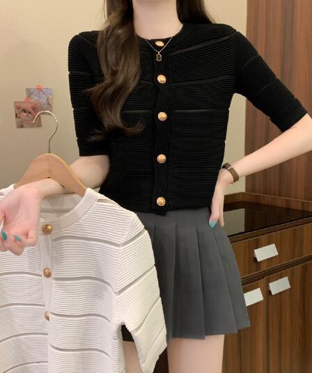 실사 정가 여름 새로운 빛 요리 한 바람 품격 중간 소매 유럽 오간자 패치워크 작은 샤넬 스타일 패션 쇼트 스타일 재킷