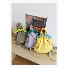 批发拼色抽绳可调节肩带多功能手拎轻便斜跨单肩包