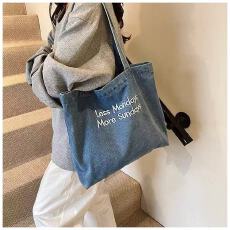 批发<b class='q'>复古</b>美式牛仔帆布包 ins大容量刺绣单肩包学生上课通勤百搭
