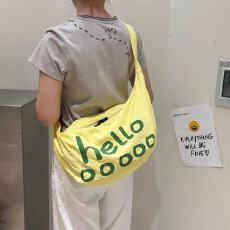 批发帆布包韩系慵懒风女大学生斜挎包通勤托特大容量字母百搭单肩女包
