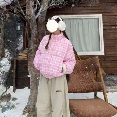 批发美式格子立领冬季新款外套短款羽绒棉服爆款保暖学生面包服加厚