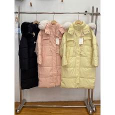 批发2025新款牛角扣冬季羽绒棉服女中长款加厚大毛领连帽加厚外套棉衣