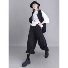 批发山本新款花苞裤小个子阔腿裤防风显瘦高身材设计感9分休闲裤