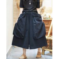 批发纯色简约减龄工装阔腿七分裤女2026新款时尚百搭显瘦高腰大口袋