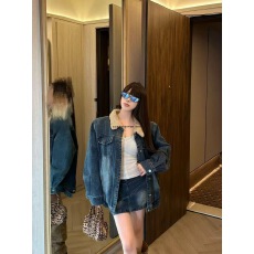 批发韩国2025冬季新款羊羔毛领加绒水洗<b class='q'>牛仔</b>外套+包臀A字<b class='q'>牛仔</b>裙女套装