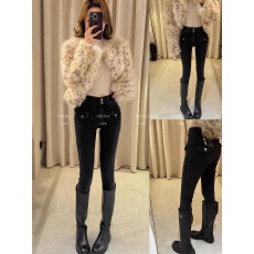 批发那那时尚百搭高腰加绒小脚牛仔裤女2025冬修身弹力铅笔裤