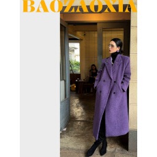 批发暴躁小明《思念》高级感正肩<b class='q'>双排扣</b>慵懒风大衣洋气<b class='q'>西装</b>领毛呢外套