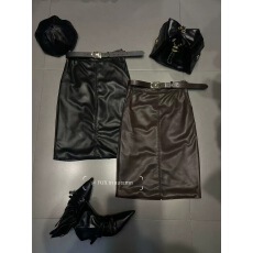 批发YINGTAO<b class='q'>韩国</b>东大门韩版2025复古女人味烫钻T恤+显瘦配腰带皮裙