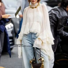 批发法式荷叶边上衣名媛气质高级感2025年春夏<b class='q'>新款</b>设计感小众<b class='q'>雪纺衫女</b>