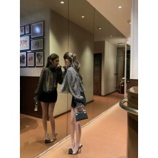 批发SweetC/高智感复古波点<b class='q'>雪纺</b>衫女纯欲防晒罩衫夏立领轻薄微透<b class='q'>衬衫</b>