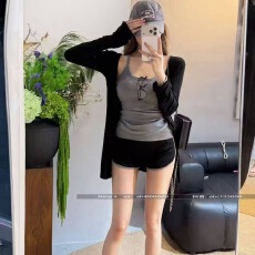 纯欲辣妹风长袖开衫吊带背心女夏季三件套潮