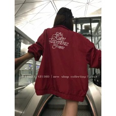 批发小众设计jennie金智妮同款后背印花拉链宽松<b class='q'>夹克</b><b class='q'>外套</b>26新