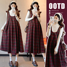 批发现现 2025秋冬时尚孕妇装气质背心<b class='q'>连衣裙</b>+毛衣打底衫两件套孕妇装