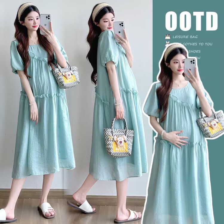 실사 2026 여름 새로운 출산 착용 캐주얼 다용도 부드러운 루즈핏 출근 출퇴근 임산부 드레스