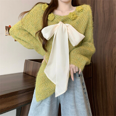 批发实拍实价 新版韩风设计感不规则立体花朵针织衫毛衣