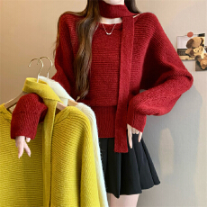 批发实拍实价 新版韩风设计感一字肩长袖针织衫毛衣