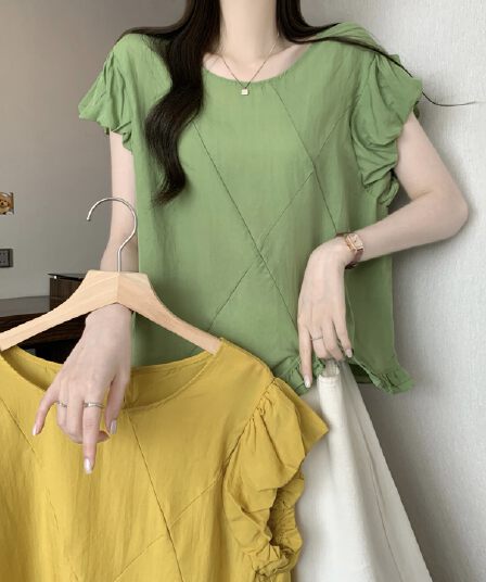 실사 정가 새 버전 한 바람 디자인 센스 레이스 Feifei 소매 인형 셔츠 셔츠