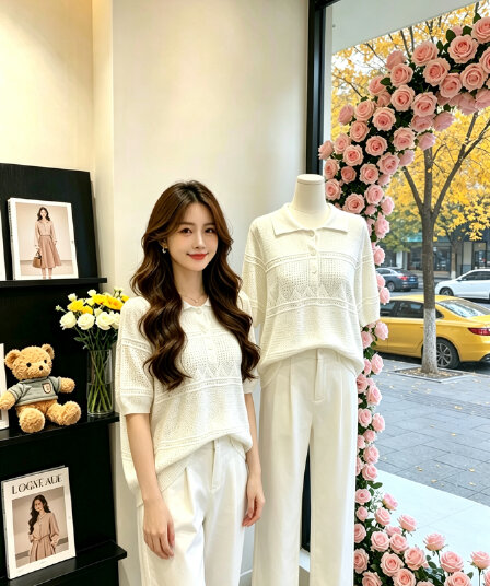 2026 여름 새로운 한 부서 디자인 센스 홀로우 아웃 자수 폴로 칼라 단색 반팔 다용도 편안함 캐주얼 맨위