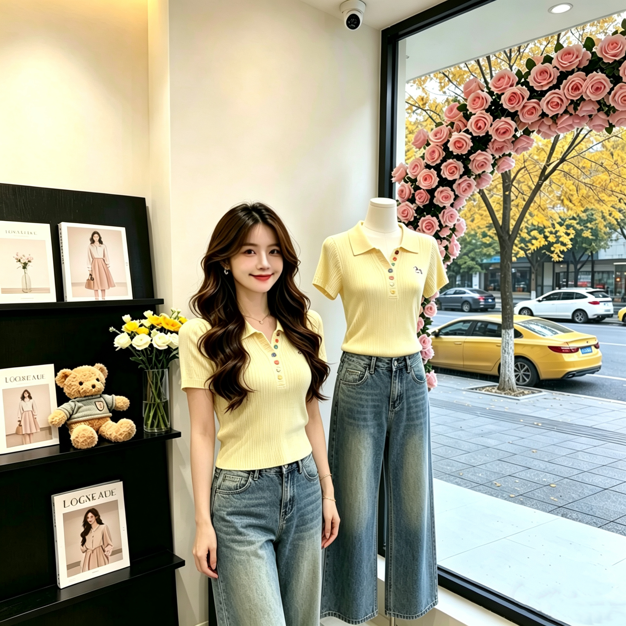 2026 여름 새로운 한국 스타일 도파민 단추 폴로 칼라 강아지 니트 반팔 품격 슬림해 보이는 Chic 맨위