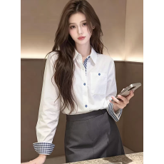 批发高端巨好看通勤<b class='q'>衬衫</b>女2026秋季翻领撞色设计感条纹上衣小众衬