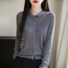 批发高档2025春秋新款桑蚕丝长袖t恤女针织上衣洋气显瘦减龄打底小衫