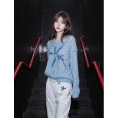 批发韩系chic别致上衣慵懒高级感提花大码针织衫毛衣女款2025秋季新款