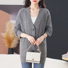 批发大码加厚<b class='q'>针织衫</b>开衫外套新款<b class='q'>中老年</b>妈妈秋冬加大宽松上衣春秋毛衣